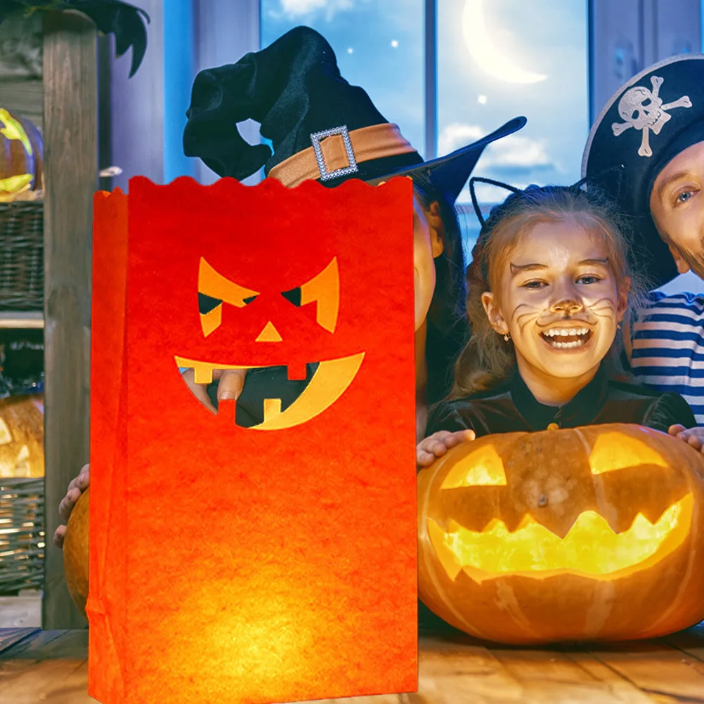 12 шт. тыквенный бумажный пакет Хэллоуин светящиеся пакеты фонарь высокого
