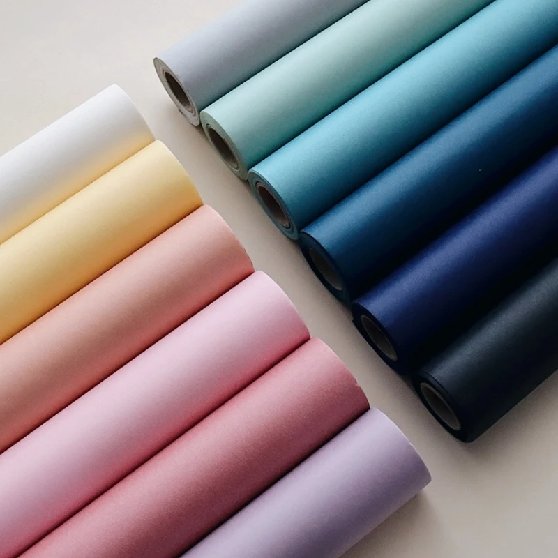 

High Texture Pure Color Kraft Paper Korean Flower Bouquet Packaging Roll 61cmx10 Yard