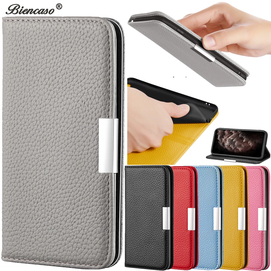 Litchi Flip Case For iPhone 14 Plus 13 11 Pro Max 12 mini XS Max Xr X 10 8 7 Plus 6 6s Plus SE 2022 Card Slot Phone Cover Coque