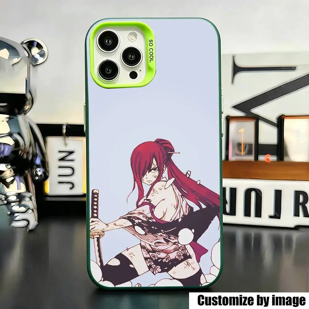 Фото Чехол для телефона с изображением персонажа аниме Fairy Tail Эрзы Скарлет для iPhone 17, 16, 15, 14, 13, 12, 11 Plus, Pro Max, XS, зеленый, серебристый №4