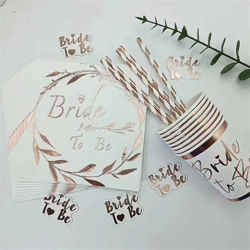 Одноразовые салфетки невесты из розового золота бумажная чашка для помолвки