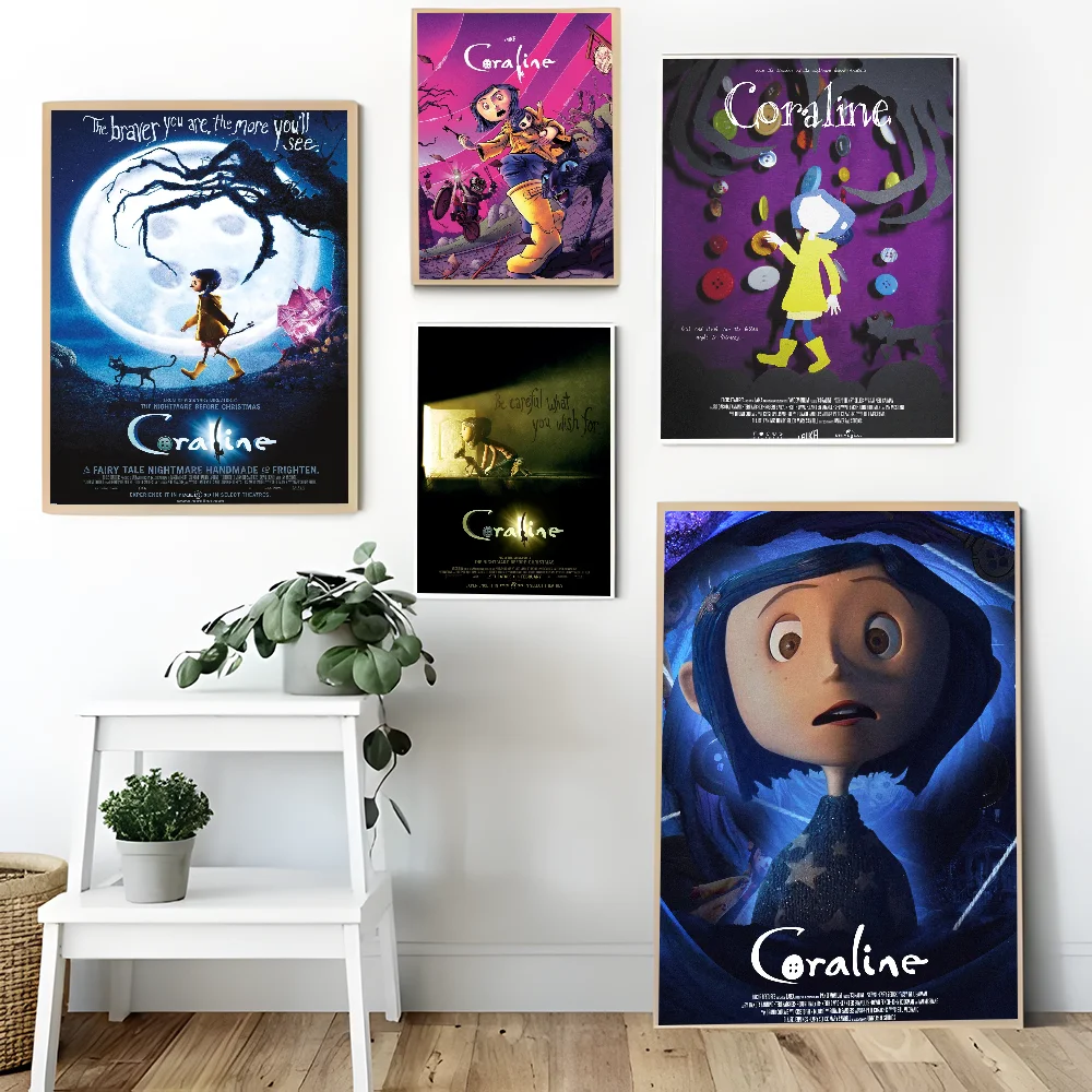 Anime C-Coraline Self-adhesive Art Poster Waterproof Paper Sticker Coffee House Bar Posters Wall Stickers