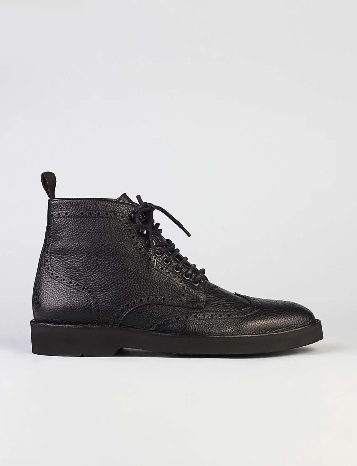 

Genuine Leather Black Lace-Up Men Casual Boots