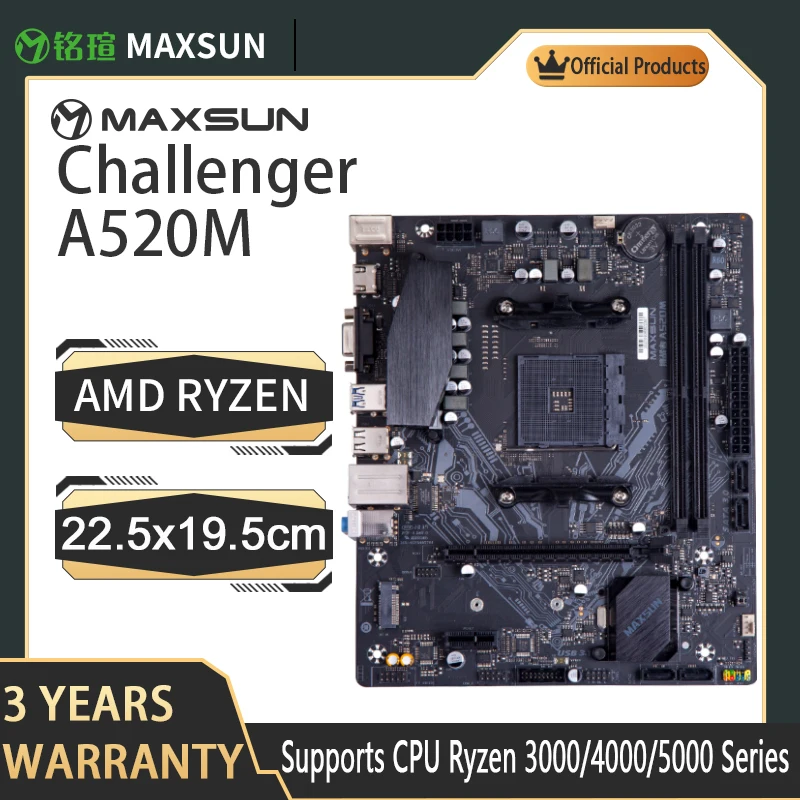 

Материнская плата MAXSUN AMD A520M RAM DDR4 M.2 USB3.2 STAT 3,0 Desktop AM4 CPU 3600 4650 5600G 5700 поддержка Ryzen R3 R5 R7 R9