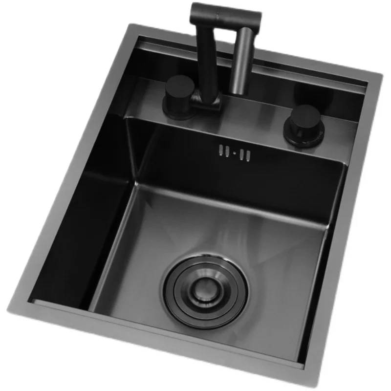 

3mm thick black nano hidden invisible sink with cover plate small single slot 304 stainless steel wash basin 45X30cm