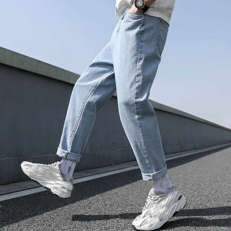 

Loose Men Jeans Male Trousers Simple Design High Quality Students Daily Couples Straight Denim Pants