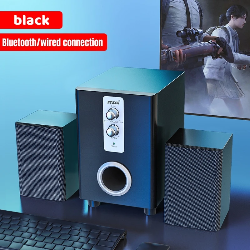 

Quality Universal Home Theatre Multimedia 2.1 Computer Speaker with Blue Tooth 3D Stereo Sound Subwoofer USB Wooden BT Boombox