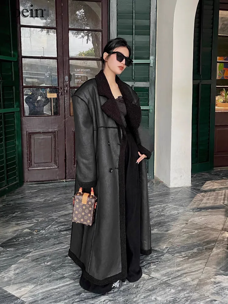 [Яоин] 2024 зимняя длинная замшевая куртка с толстым воротником из меха ягненка