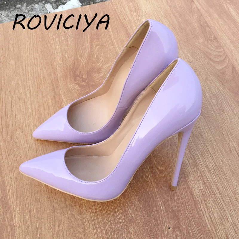 

Purple Pumps Brand Women Shoes 12cm High Heel Party Ladies Pointed Toe Shallow Sexy Banquet Heeld
