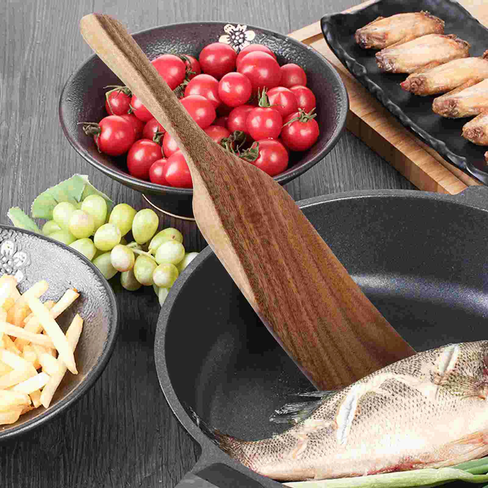 

Spatula Wooden Cooking Kitchen Spurtles Wood Turner Utensils Bamboo Non Stick Mixing Wok Slotted Utensil Nonstick Natural Steak
