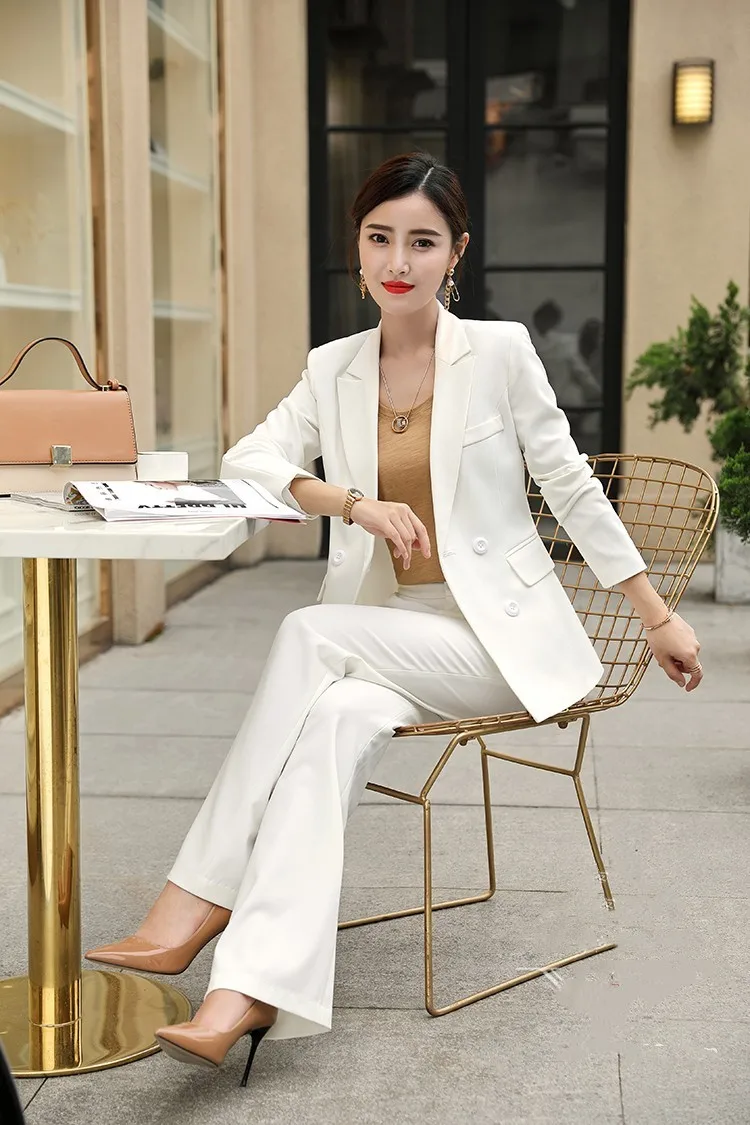 Женские костюмы с блейзером комплект из двух предметов однотонные рабочие брюки