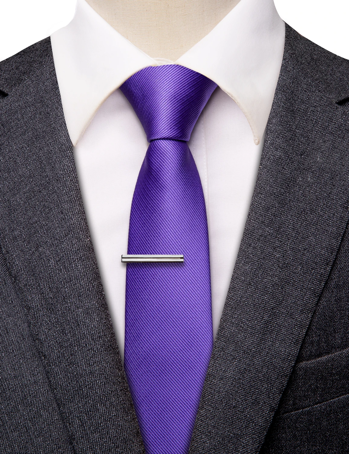 Комплект из галстука и зажима 6 5 см фиолетовый цвет