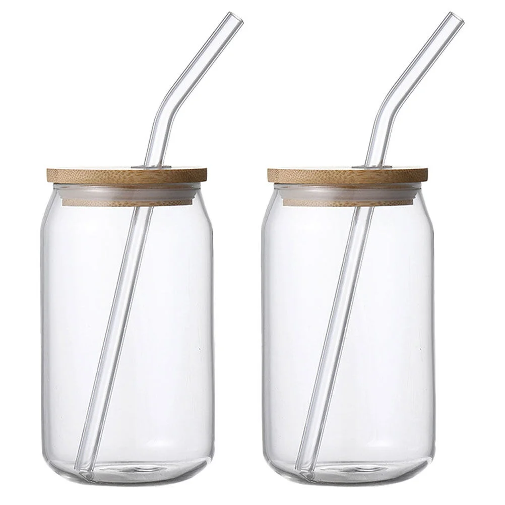 

2 Pcs Straw Glass Cup Lid Heat-resistant Espresso Glasses Iced Tea Accessories Beverage Juice Mug