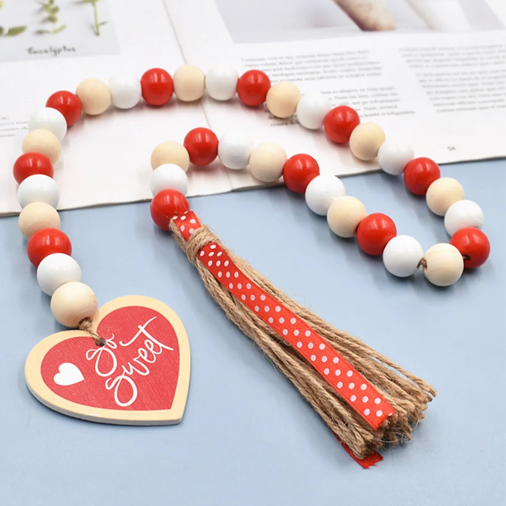 

Home Decor Wall Beads Flower Garland Heart-shaped Wooden Hanging Tassel Decorations Wreaths