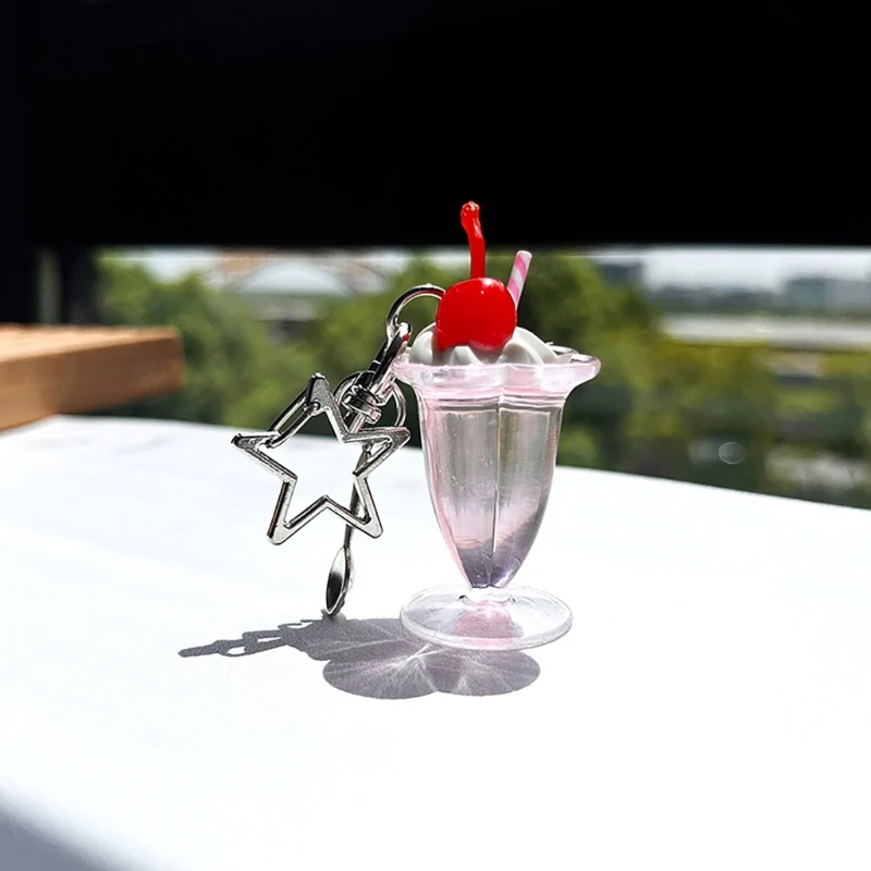 95AB креативный мини миниатюрный брелок с чашкой вишневого крема для женщин и