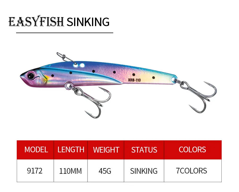 

EASYFISH 110mm 45g Sinking VIB Fishing Bait Trout Bass Lure Saltwater Swimbait Metal Jig Wobbler Fishing Pesca Metal Vib Lure