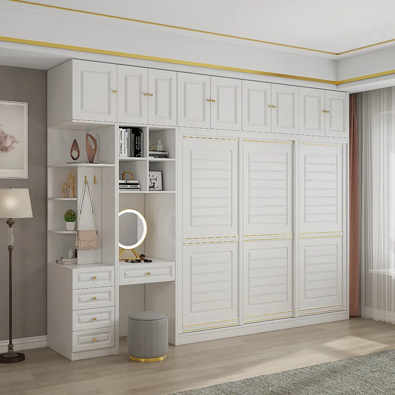 

Wardrobe Storage Cabinet Sliding Door Modern Small Rental Room Bedroom Furniture Light Luxury Clothing Closet