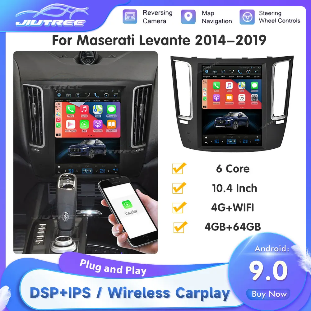 

Автомобильная Мультимедийная система, стерео-система на Android 10,4, с GPS, для Maserati Levante 9,0, 2015-2014, 2019 дюйма, PX6