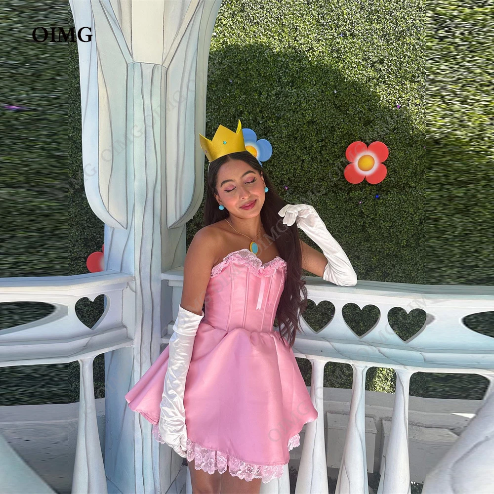 OIMG Изысканная Милая Розовая цена короткие строгие платья для выпускного вечера