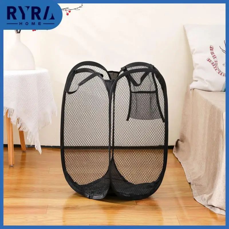 

Minimalist Design Foldable Mesh -up Square Laundry Basket Wide Application Range Mesh Storage Bag Durable Multifunctional