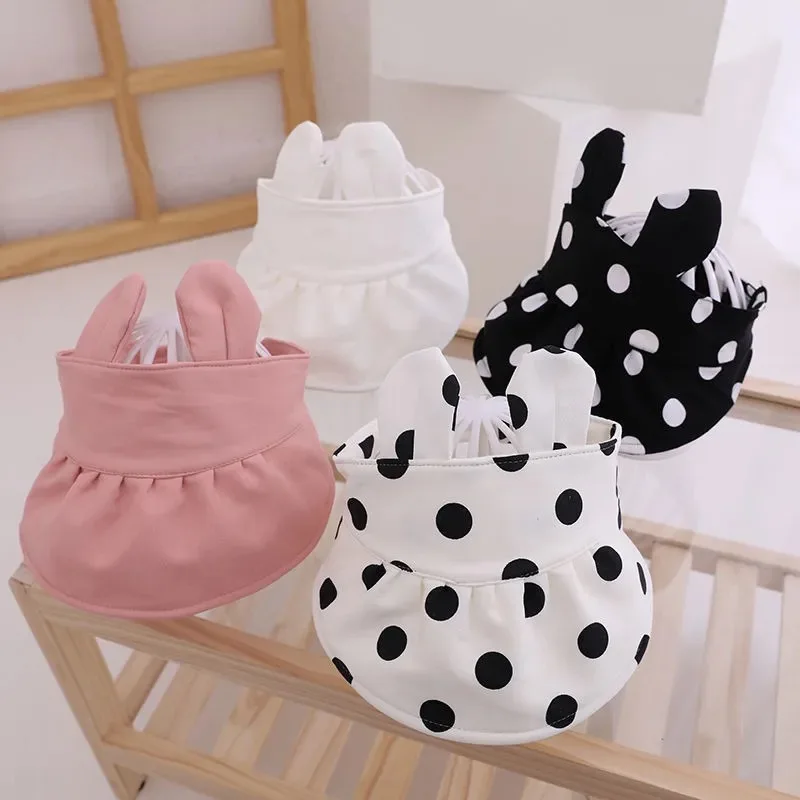 

TECHOME Baby Adjustable Summer Breathable Rabbit Ear Dotted Hats Children Kids Boy Girl Outdoor Beach Top Big Eaves Sun Cap