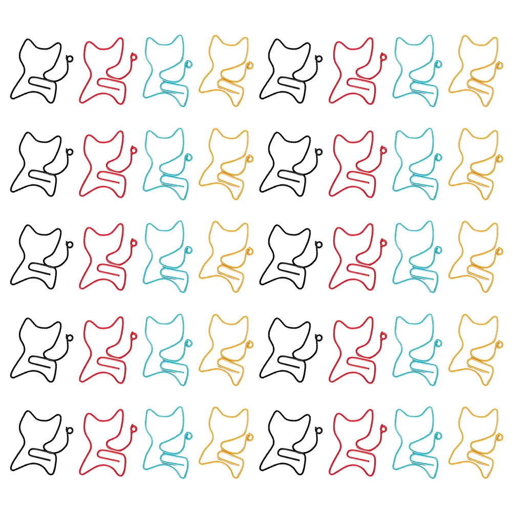 

50pcs Practical Clips Creative Cat Shape Paper Clips (Random Color)