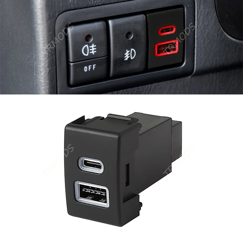 

Car Charger Socket QC3.0 Dual USB PD Type C 12/24V Charging Outlet Power Adapter Phone For Suzuki Jimny 07-15 Wagonr WagonrX5