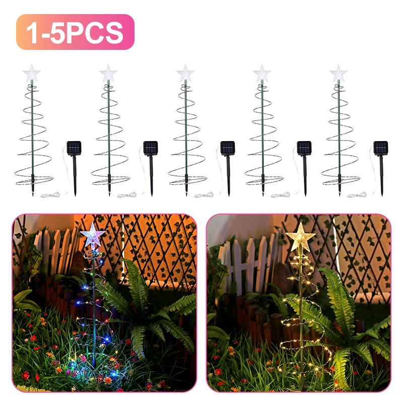

1-5 шт., светильник на солнечной батарее для рождественской елки