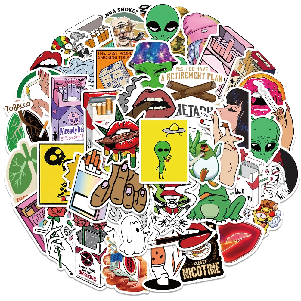 

10/25/50Pcs Cartoon Tobacco Smoking Stickers For Fans Motorcycle Phone Skateboards Laptop Luggage Pegatinas Stickers