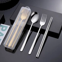 fork spoon chopsticks three piece set stainless steel tableware chopsticks spoon portable set travel nordic style student use