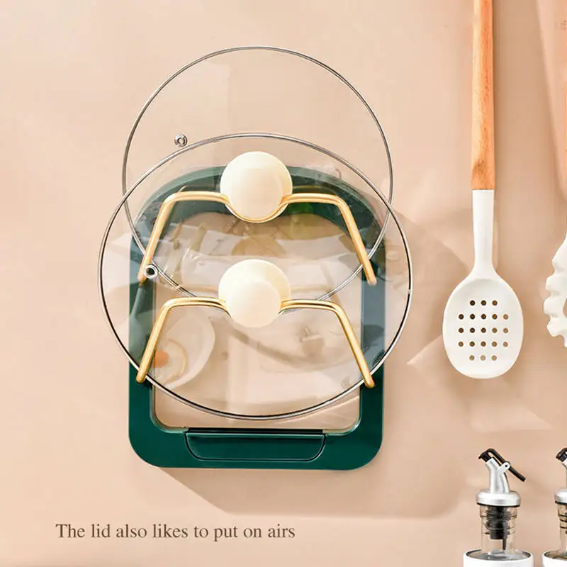 

Wall Mounted Pot Lid Rack Drying Pan Pot Rack Space Saving Anti-fall Multi-layer Pot Lid Organizer Shelf for Kitchen