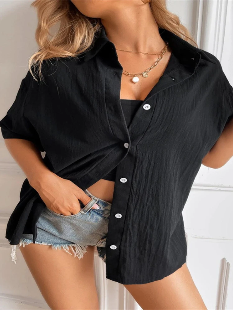 

Повседневная белая и желтая рубашка с воротником на пуговицах, кардиган, топ, женская Свободная рубашка оверсайз с длинным рукавом, женские ...