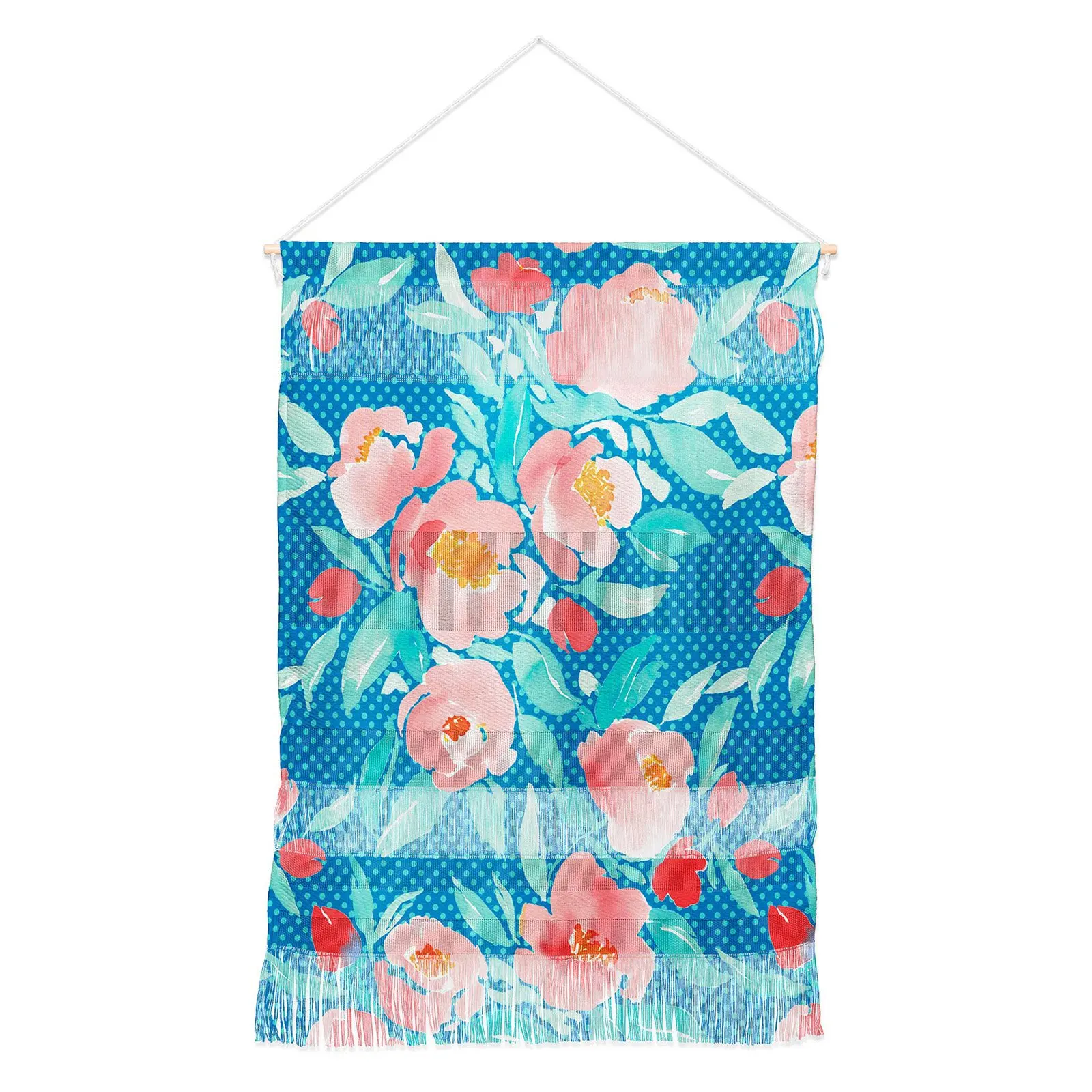 

Free Shipping Jacqueline Maldonado Watercolor Floral Dot Aqua Hanging Tapestry