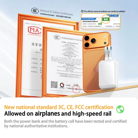 Портативный внешний аккумулятор емкостью 20000 мАч, 45 Вт, Type-C, сверхбыстрая зарядка, встроенные двойные зарядные кабели для iPhone 17 16, мобильного телефона Xiaomi