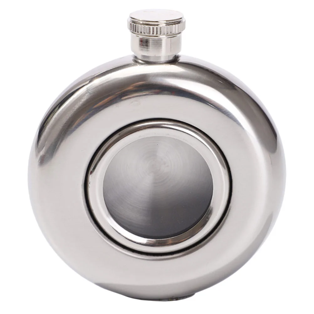 

Round Flagon Simple Style Flask Sealing Bottle Outdoor Tube Portable Pot Storage Creative Stainless Steel Glass Containers