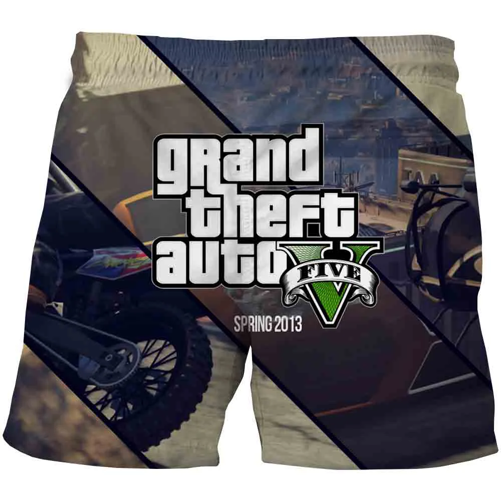 Повседневные шорты с 3D принтом GTA 5 Grand летние мужские автоигры уличная одежда