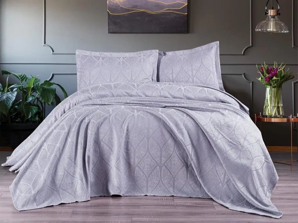 

Dowry disemi card3 piece bedspread set gray