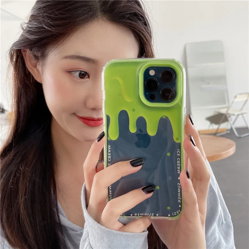 

Прозрачный чехол для телефона с мороженым для iPhone 13 12 Pro Max 11 Pro Max 7 8 Plus X XR XS Max 2 в 1, задняя крышка ярких цветов