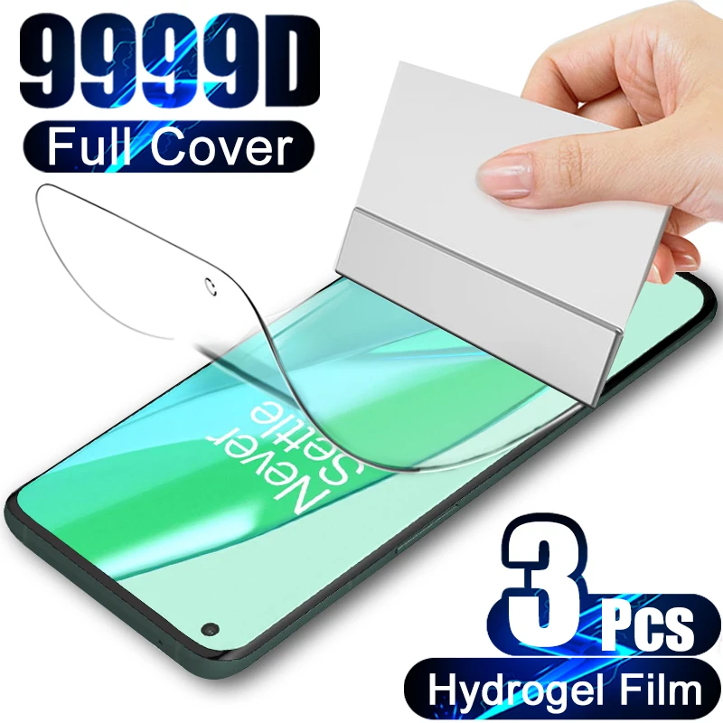 

3Pcs Full Cover Curved Hydrogel Film For OnePlus 9 8 10 Pro 9R Nord 2 Screen Protector 8T 7T 7 Pro 6T Protective Film Not-Glass