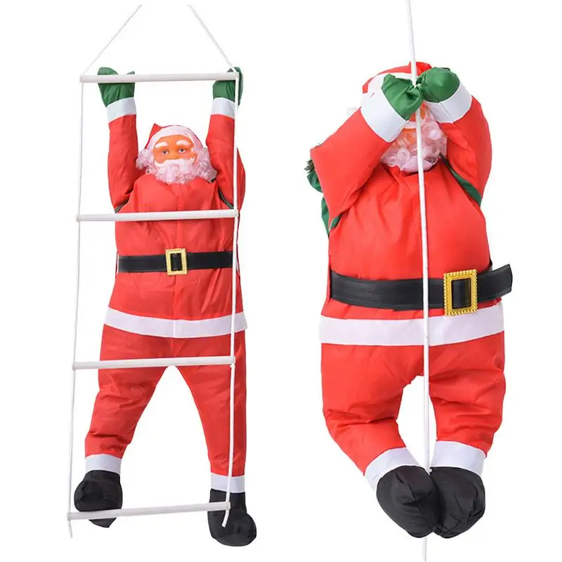 

60CM Christmas Santa Claus Climbing Rope Ladder Santa Claus Christmas Tree Decorations Outdoor Santa Claus Doll Pendant