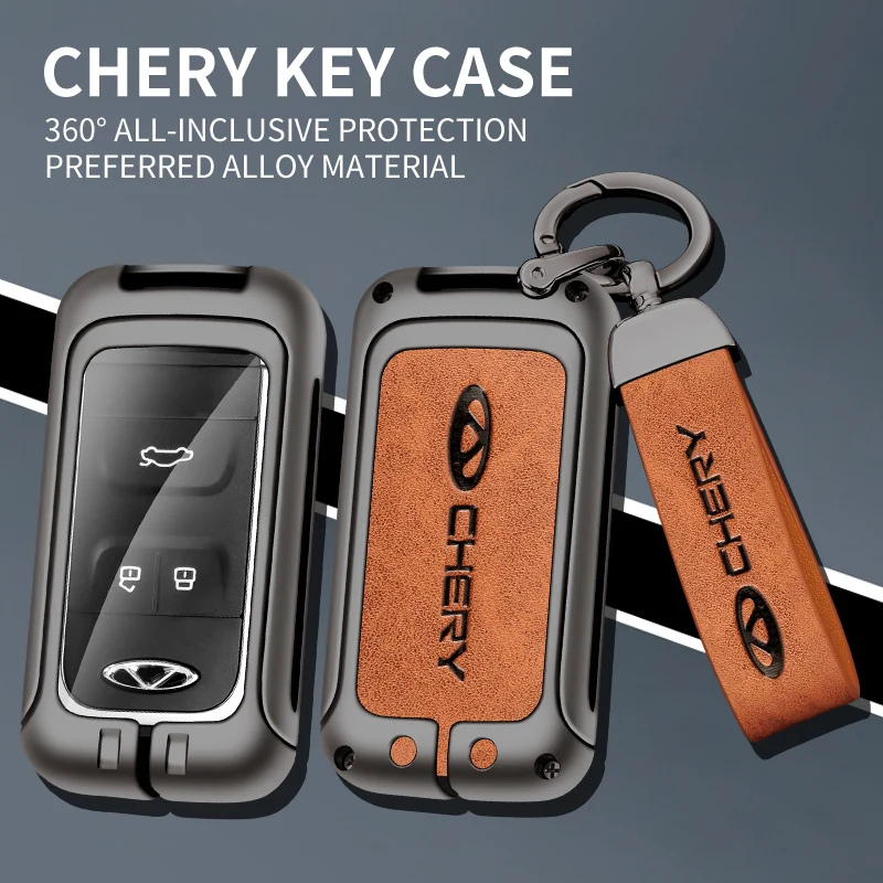 

Metal Leather Key Case Protector for Chery Arrizo Tiggo 3 5X 4 8 GLX 7 2019 2020 Zinc Alloy Key Cover Auto Accessories