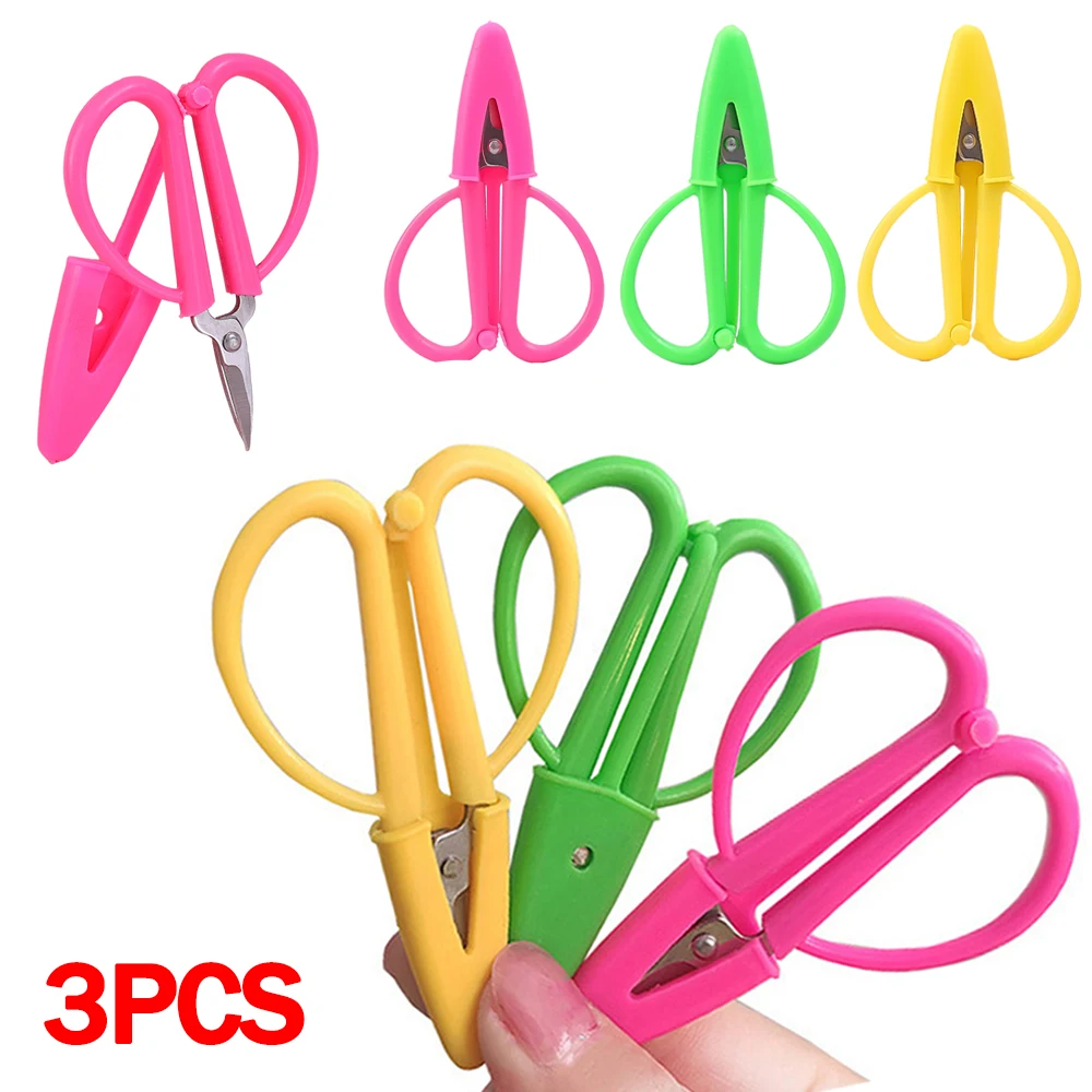 

3Pcs Mini Embroidery Scissors Hand-cut with Cap Small Portable Scissor for Student Paper-cutting Thread Head Cut DIY Crafts Tool
