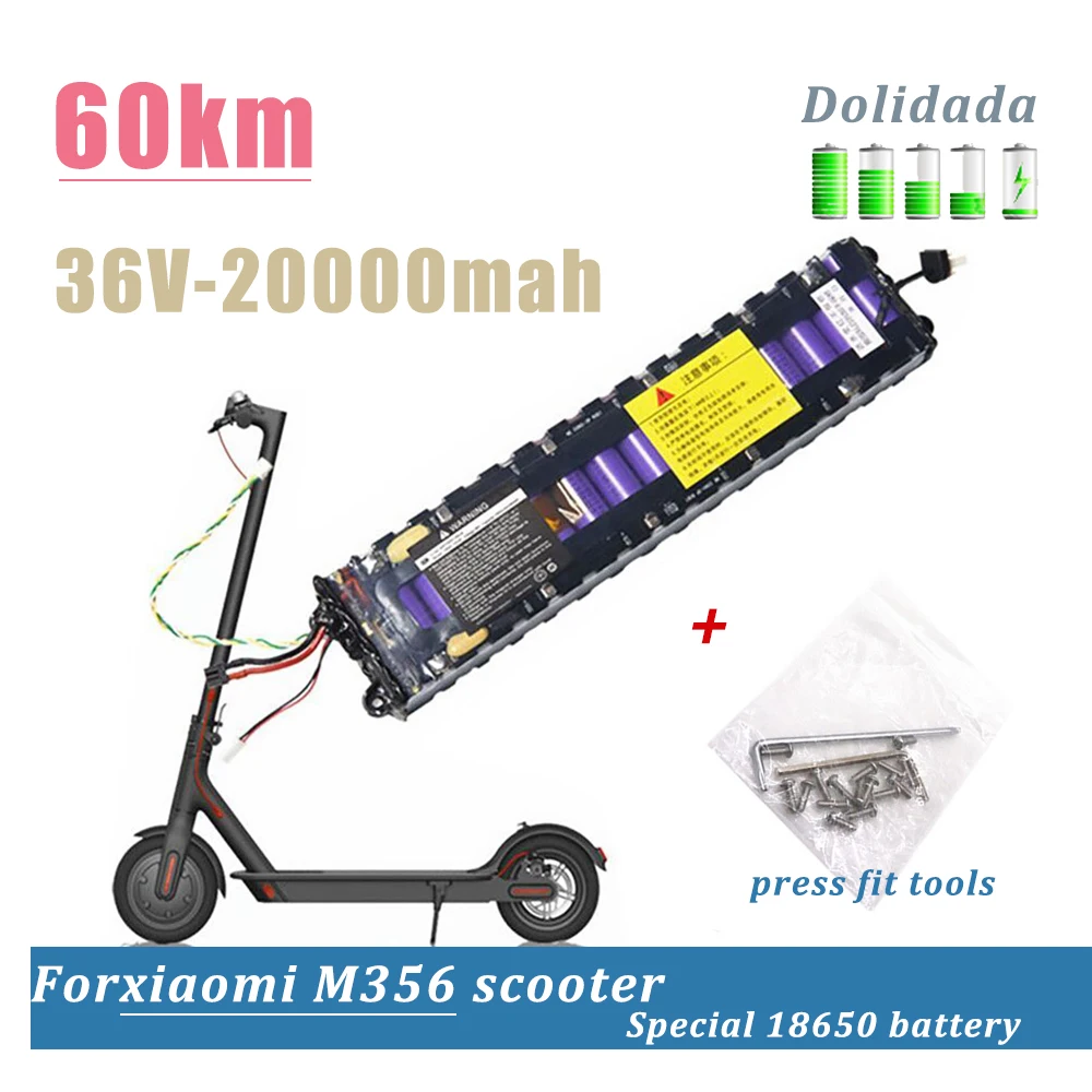

10S3P 36v 20AH Battery Pack For-Xiaomi M356 Scooter Special 18650 Lithium Battery 60km With Waterproof Bluetooth Communication