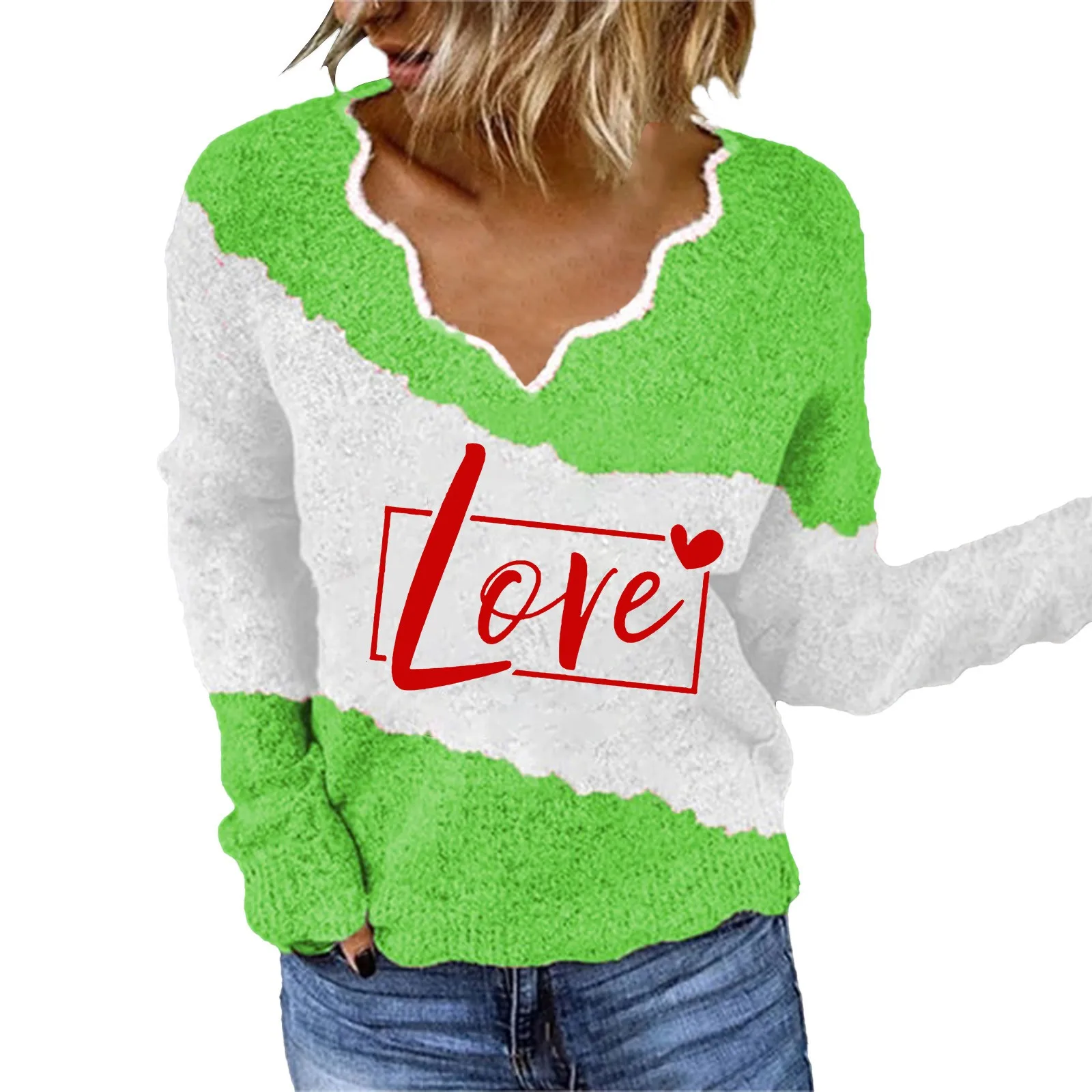 

Женская толстовка с принтом и V-образным вырезом, Толстовка Оверсайз для женщин, туника с длинным рукавом, топы для леггинсов, крутой стиль, п...