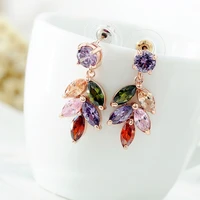 new colorful crystal long dangle drop earrings high quality luxury fashion rhinestone jewelry accessories for women