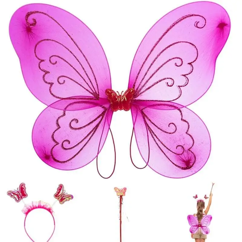 

Для детей Корона крыла бабочки и скипетр цвета фуксии 50 см