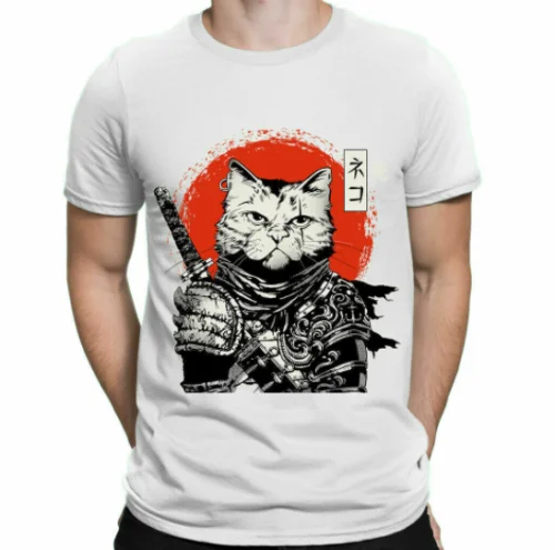 

Cat Samurai T shirt HOT cotton T shirt NEW T shirt size S-3XL