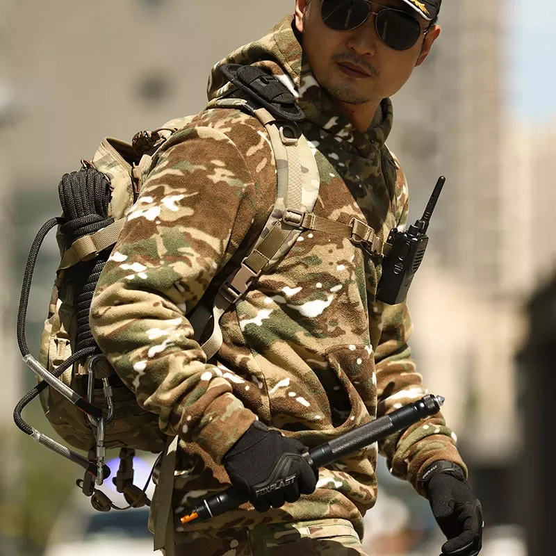 

New2022 Tactical Fleece Hoodie Camouflage Military Outdoor Hunting Clothing Winter Thick Warm Multicam Jacket Men's Outwear