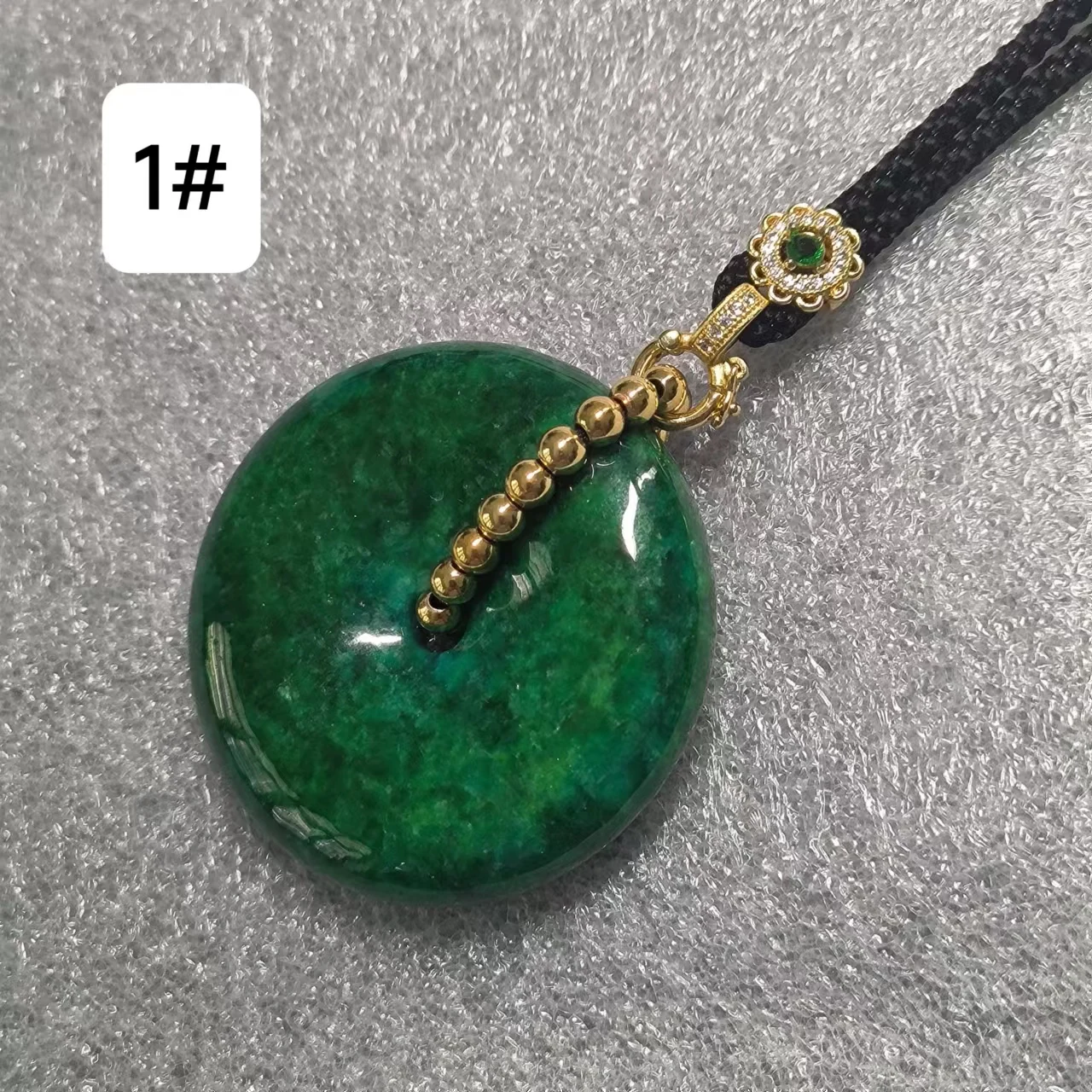 1pcs/lot Natural Jadeite Safe Buckle Necklace jade dark green s925 silver clad gold with diamonds fashion classic Ladies Jewelry