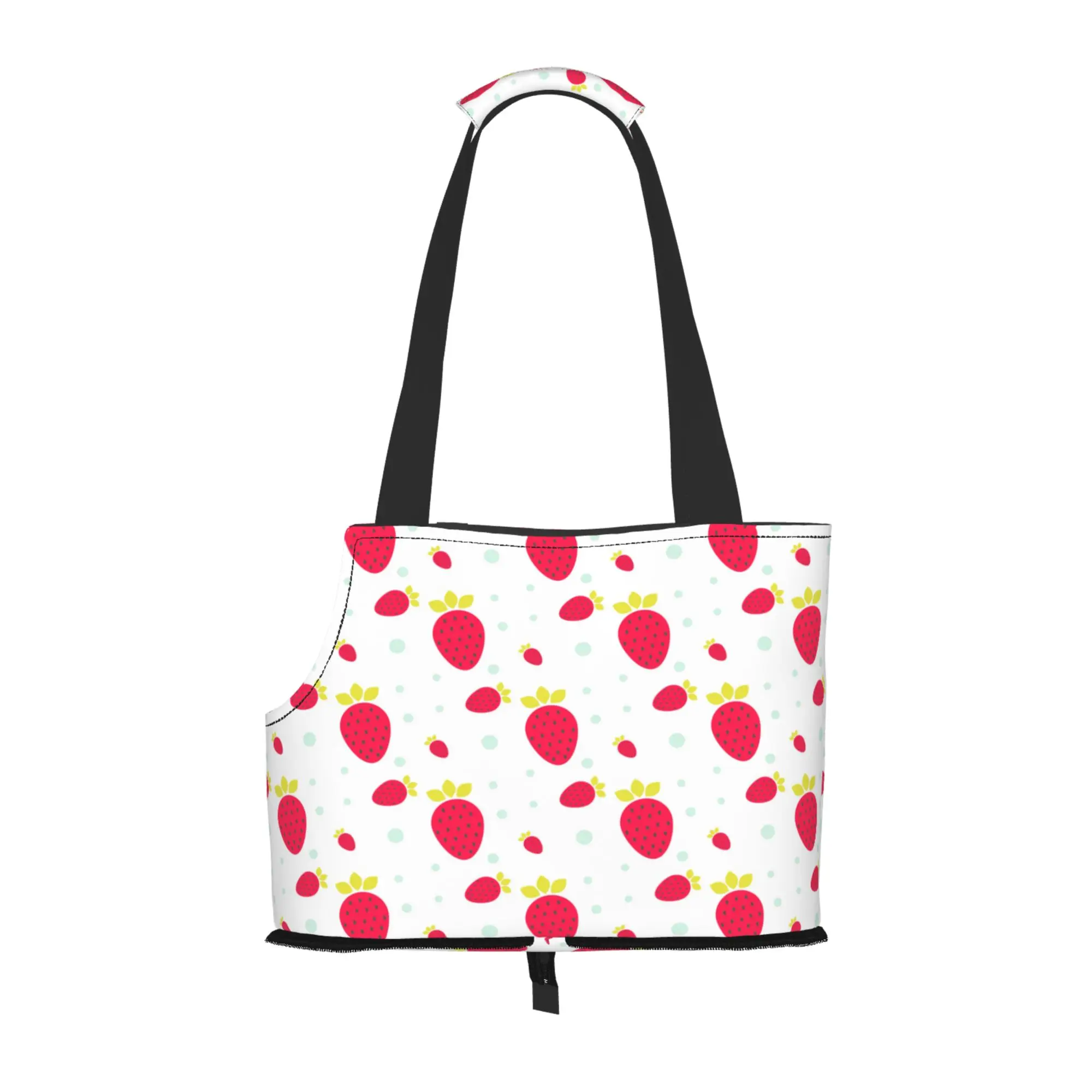 

Strawberry Dog Purse Carrier with Pocket and Safety Tether,Soft-Sided Small Dog Carrier for Pet Outdoor Shopping Tote Bag
